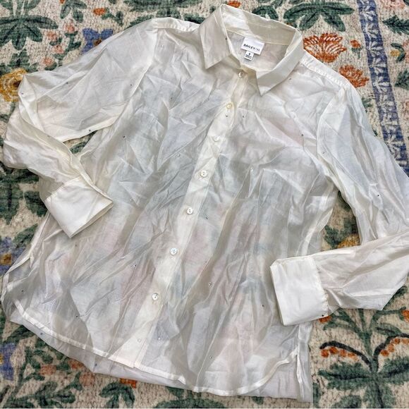 BAILEY 44 Semi Sheer Button Down Top With Rhinestone Accent Size Small - Picture 1 of 10